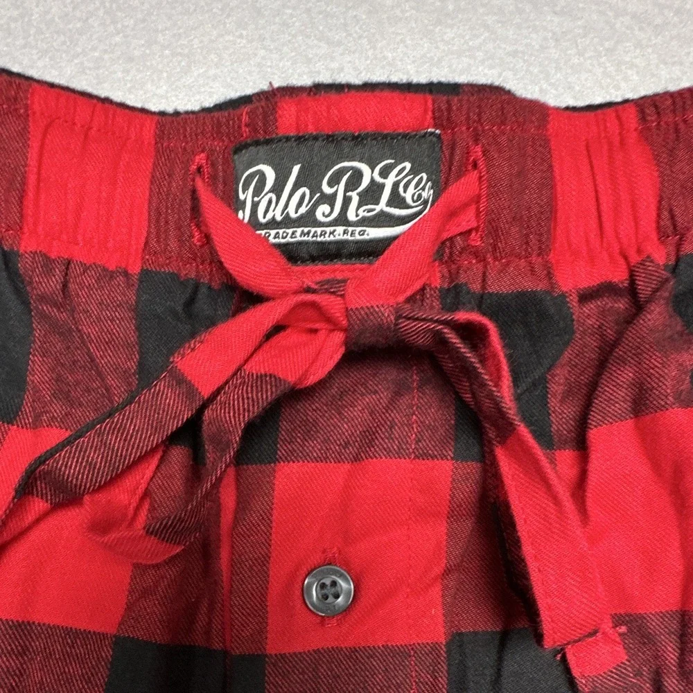 NWT Polo Ralph Lauren Pajama Pants Mens XL Red Black Buffalo Plaid Cotton
